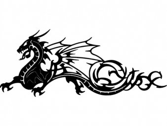 Скачать dxf - Татуировки эскизы дракон наклейка трайбл дракон дракон трафарет