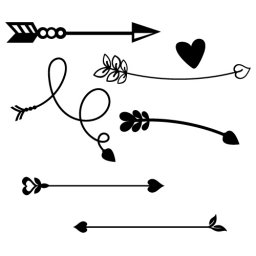 Скачать dxf - Векторные символы любовь, стрелки, облака, рисунок иллюстрация шаблон