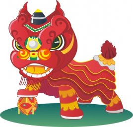 Китайский лев вектор китайский лев костюм на прозрачном фоне китайский