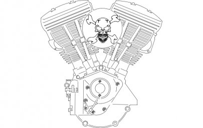 Скачать dxf - Чертежи двигателя мотоцикла harley двигатель v twin vector