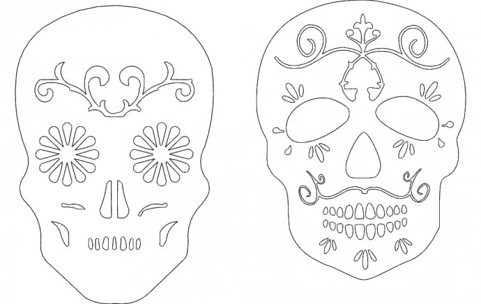 Скачать dxf - Мексиканский череп раскраска череп узор мексиканский череп раскраска