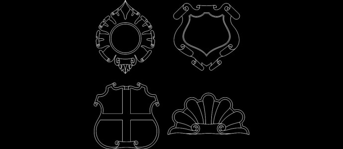Скачать dxf - Шаблоны логотипов герб векторный шаблон герба черный рисунок