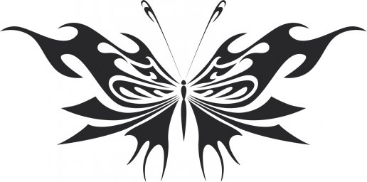Скачать dxf - Силуэт бабочка трибал бабочки векторные эскизы татуировок бабочки