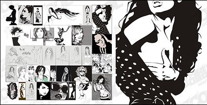 Черно белые рисунки комикс-арт черно белая девушка разные графика комиксы