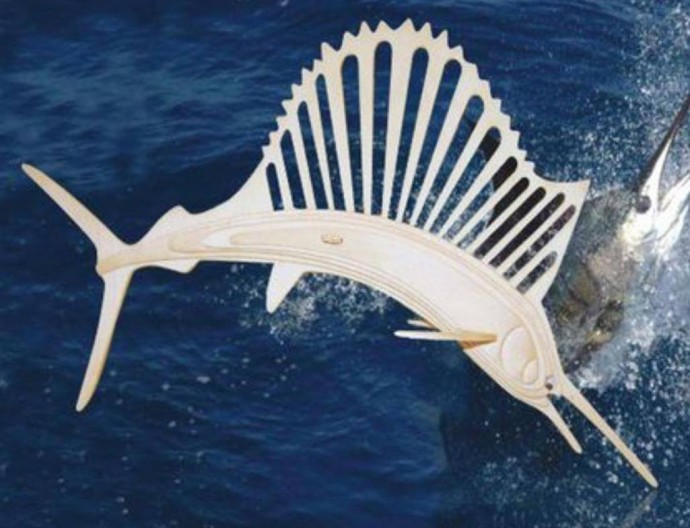 Скачать dxf - Сборная деревянная модель wooden рыба скелет рыбы меч