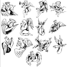 Скачать dxf - Ангел рисунок для плоттерной резки эскизы татуировок эскизы