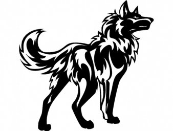 Скачать dxf - Наклейки волк наклейка волка на машину эскиз татуировка