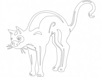 Скачать dxf - Кошка контур шаблон трафарет кошки для аппликации трафареты