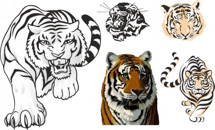 Рисунок тигра тигр стилизованный тигр черно белая наклейка тигр тигр