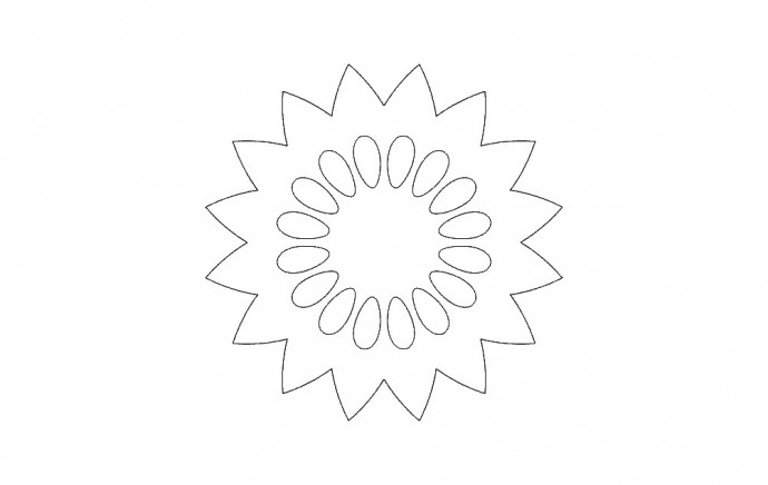 Скачать dxf - Солнышко контурный рисунок цветок мандала раскраска мандала разукрашки