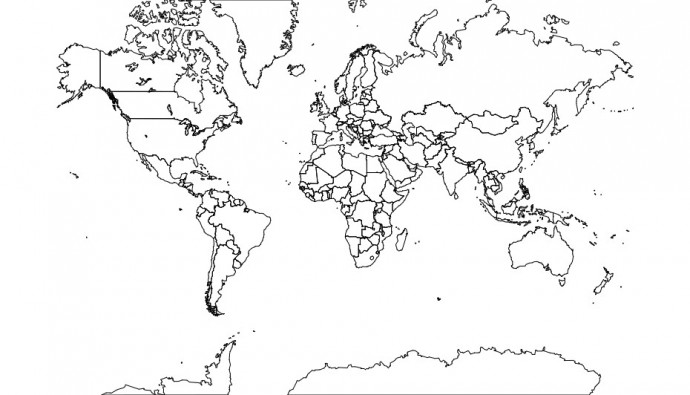 Скачать dxf - Политическая контурная карта мира контурная карта мира с