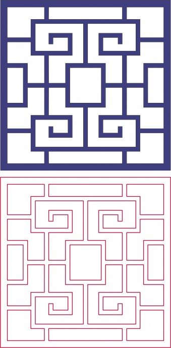 Скачать dxf - Китайский узор квадратный китайский орнамент квадратичный квадратный орнамент