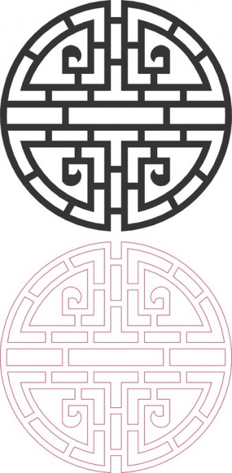 Скачать dxf - Корейский символ орнамент орнамент корейские символы китайские узоры