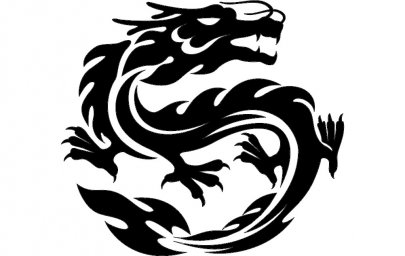 Скачать dxf - Векторные эмблемы дракон дракон черно белый трафарет трафарет