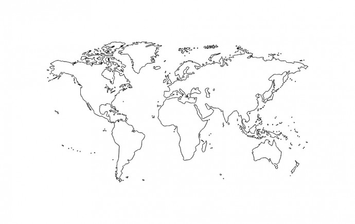 Скачать dxf - Контур карты мира контурная карта мира черно белая