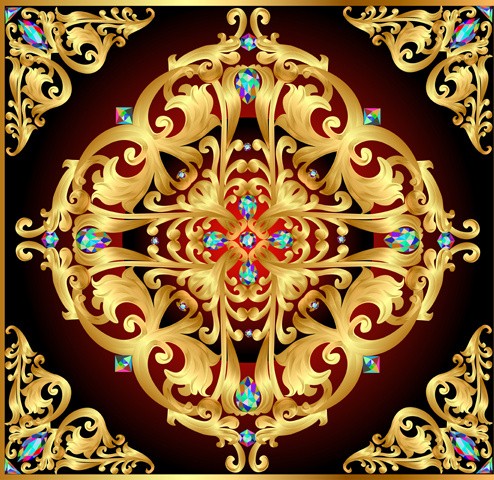 Узоры в стиле барокко орнамент с драгоценными камнями золотые орнаменты орнамент 4041