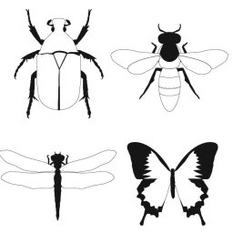Скачать dxf - Графика контуры насекомые силуэты насекомых стилизованные силуэты насекомых