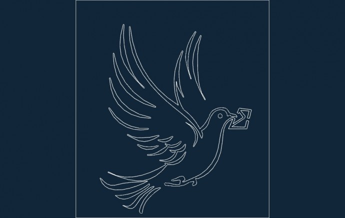 Скачать dxf - Птичка для гравировки голубь бииняо птица символ эмблема