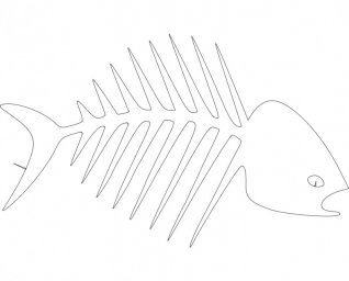 Скачать dxf - Скелет рыбы контур трафарет скелет рыбы шаблоны мультяшный