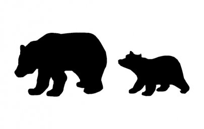 Скачать dxf - Силуэт медведя силуэт медведя с медвежонком черный силуэт