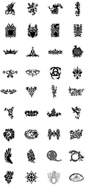 Геральдические элементы в векторе геральдика узоры татуировки рисунки тату символика дизайн 5141