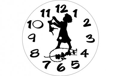Скачать dxf - Оригинальные часы циферблат часы рисунок силуэты Распознать текст