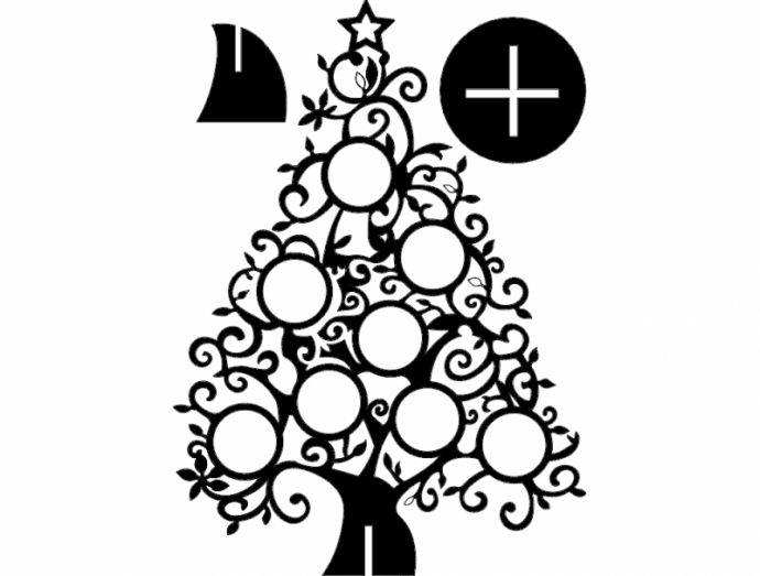 Скачать dxf - Рождественские узоры новогодняя ёлка елка чертеж елка орнамент