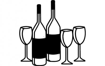 Скачать dxf - Бутылка вина и бокал контур эскизы винной бутылки