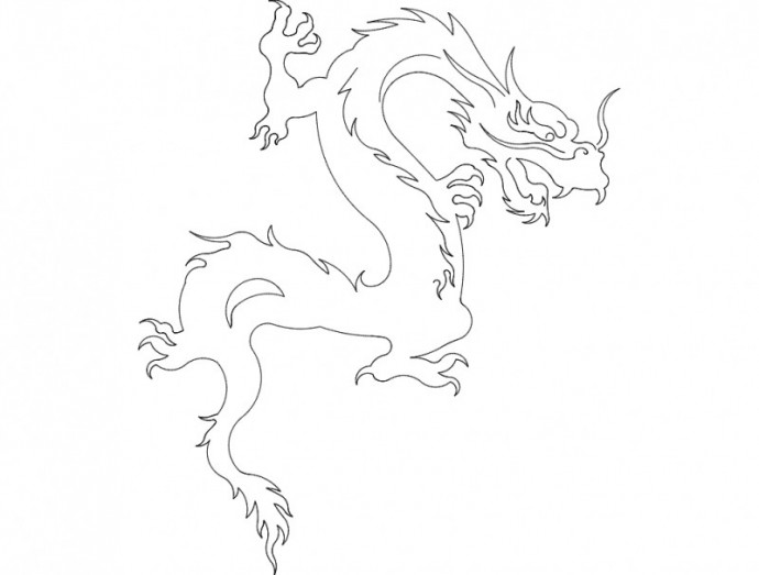 Скачать dxf - Китайский дракон раскраска лёгкая китайский дракон трафарет для
