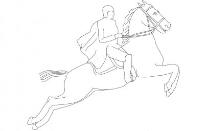 Скачать dxf - Рисунок рисунки раскраски про лошадей верхом наездник раскраска