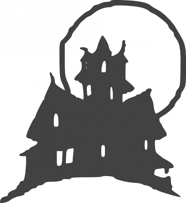 Скачать dxf - Трафарет замка для хэллоуина хэллоуин замок дом с