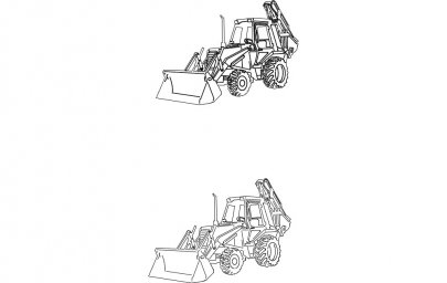 Скачать dxf - Трактор харвестер раскраска зарисовки трактора рисунок мини погрузчики