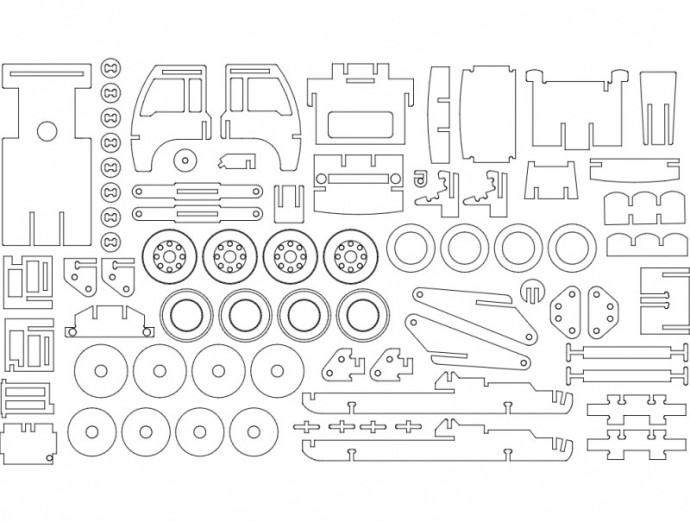 Скачать dxf - Автомобиль из фанеры чертежи чертежи машин из фанеры