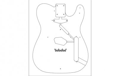 Скачать dxf - Телекастер шаблон чертеж гитары telecaster трафарет шаблон фендер