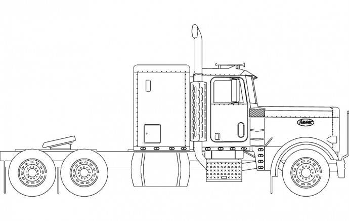 Скачать dxf - Чертёж грузовик peterbilt тягач peterbilt 379 чертеж peterbilt