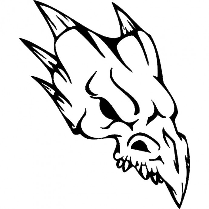 Скачать dxf - Рисунки татуировок монстр vector голова череп череп дракона