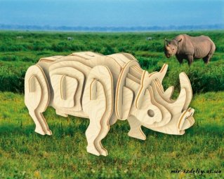 Сборная модель мир деревянных игрушек белый носорог фигуры из фанеры