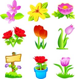 Цветы в векторе иконки для цветочного векторные цветы цветы векторный