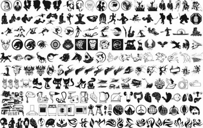 Символы маленькие трафареты для тату рисунок однотонные наклейки вектор трафареты