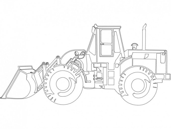 Скачать dxf - Раскраска трактор катерпиллер погрузчик амкодор 342в габаритный чертеж