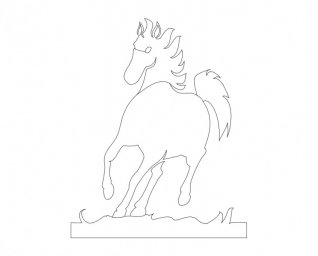Скачать dxf - Конь шаблон для вырезания контур лошади для вырезания