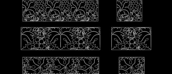 Скачать dxf - Узоры на черном орнамент узоры модерн графика растительный