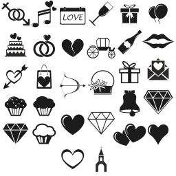 Векторные иконки свадебнвая ветор символы иконки значки вектор любовь к