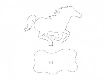 Скачать dxf - Лошадь шаблон для вырезания трафарет лошадки для вырезания