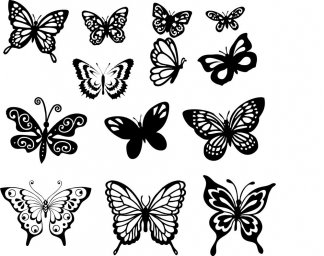 Макет бабочки шаблон бабочки бабочки маленькие черно белые бабочка вектор