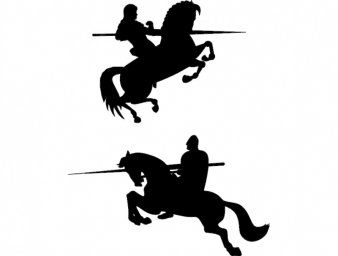 Скачать dxf - Рыцарь вектор рыцарь на вздыбившемся коне силуэт боевой