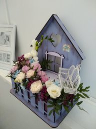 Цветочные композиции ящик для цветов домик декор