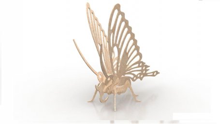 Скачать dxf - Бабочка 3д конструктор из дерева деревянный конструктор бабочка