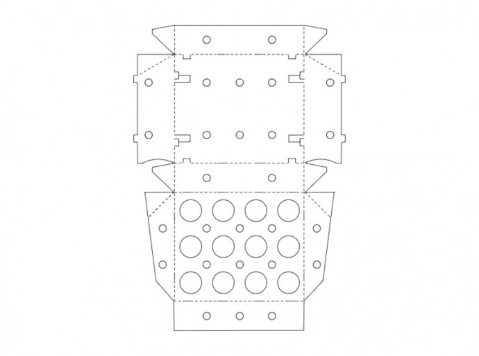 Скачать dxf - Шаблон коробки fefco: 751 Распознать текст