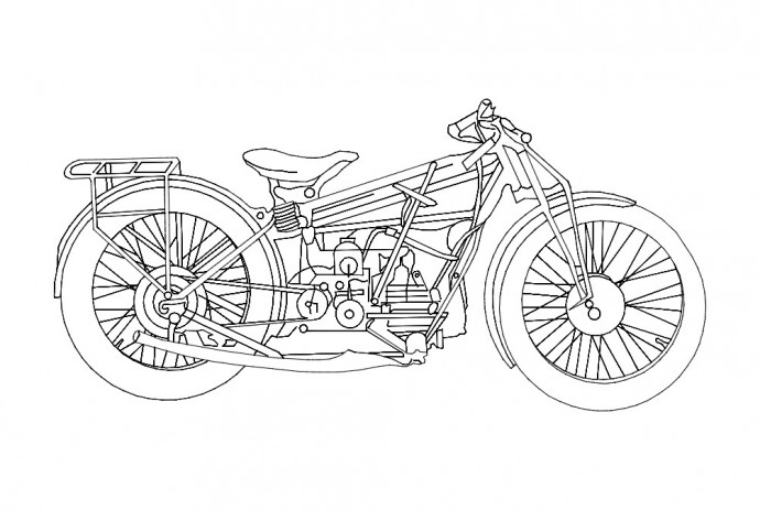 Скачать dxf - Чертежи старого мотоцикла мотоцикл чертеж антикварный мотоцикл чертежи